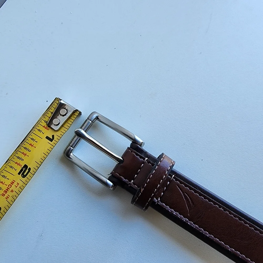Nautica Boys Classic Clean Minimalist Leather Kids Belt Dark Brown 24/ 30